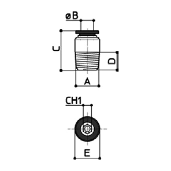 35/AM - Straight threaded MALE terminal - Technopolymer quick couplings - Fittings - Ani (Pack of 10pcs) 35/AM - Straight threaded MALE terminal - Technopolymer quick couplings - Fittings - Ani (Pack of 10pcs)